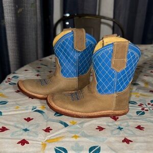 Baby Western Boots in Blue and Tan